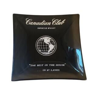 2 New Canadian Club Black 5" Square Ashtrays (one has a tiny chip)